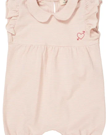 Stribet Romper    Hjerte Broderi Dusty Rose 62