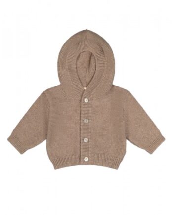 Strik Cardigan Med Hætte   100  Merino Uld 50 56 Dark Beige