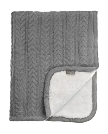Striktæppe Med Fleece  Dove Grey