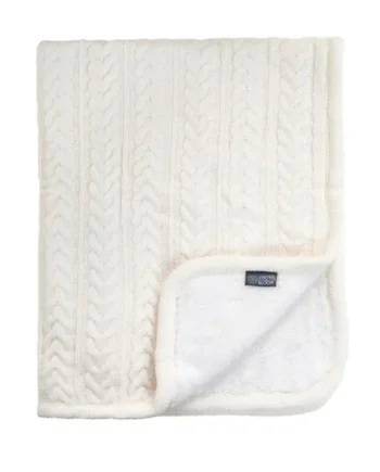Striktæppe Med Fleece  Ivory