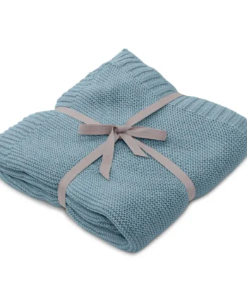 Striktæppe Misty Blue økologisk