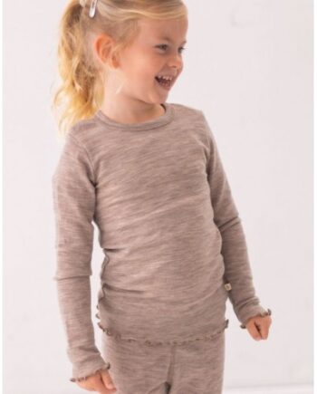 -shirt   1x1 Rib Med Lange ærmer   100  Merino Uld  Oeko-texâ