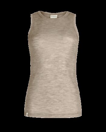 Tank Top Til Dame   100  Merino Uld  1x1 Rib Beige Melange