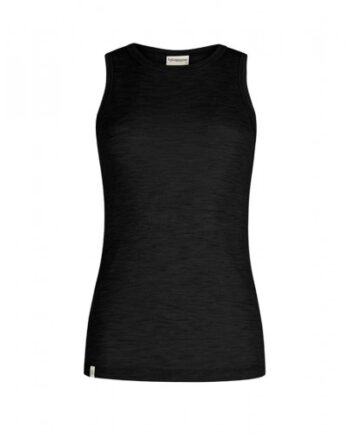 Tank Top Til Dame   100  Merino Uld  1x1 Rib Black