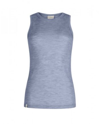Tank Top Til Dame   100  Merino Uld  1x1 Rib   Light Blue Melange