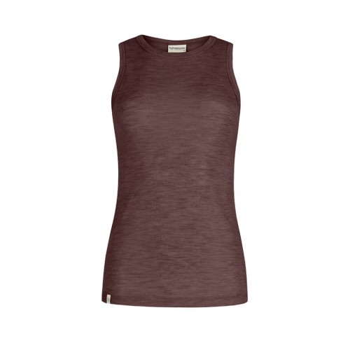 Tank Top Til Dame 100 Merino Uld 1x1 Rib Plum Melange