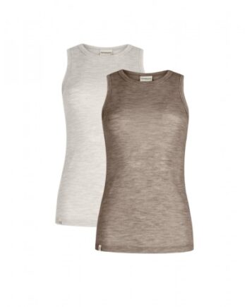 Tank Top Til Dame   100  Merino Uld  1x1 Rib   -pak   Nature Beige Melange