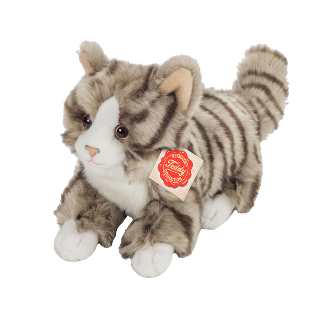 Teddy Hermann Stribet Kat 18 Cm Grå