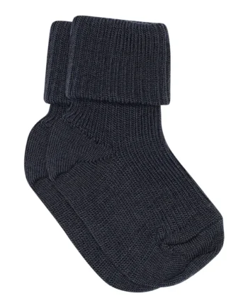 Uld Ankelstrømpe  Rib Navy 15 16