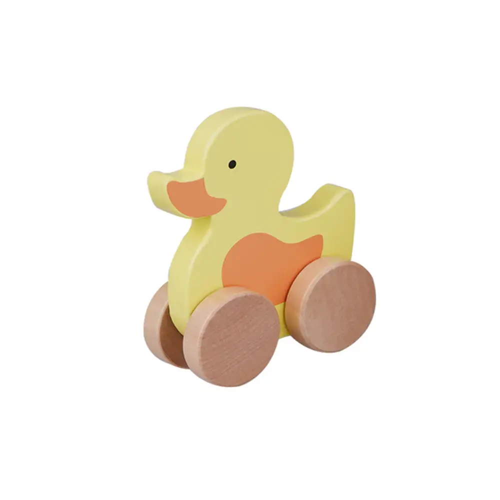 Wooden Duck On Wheel