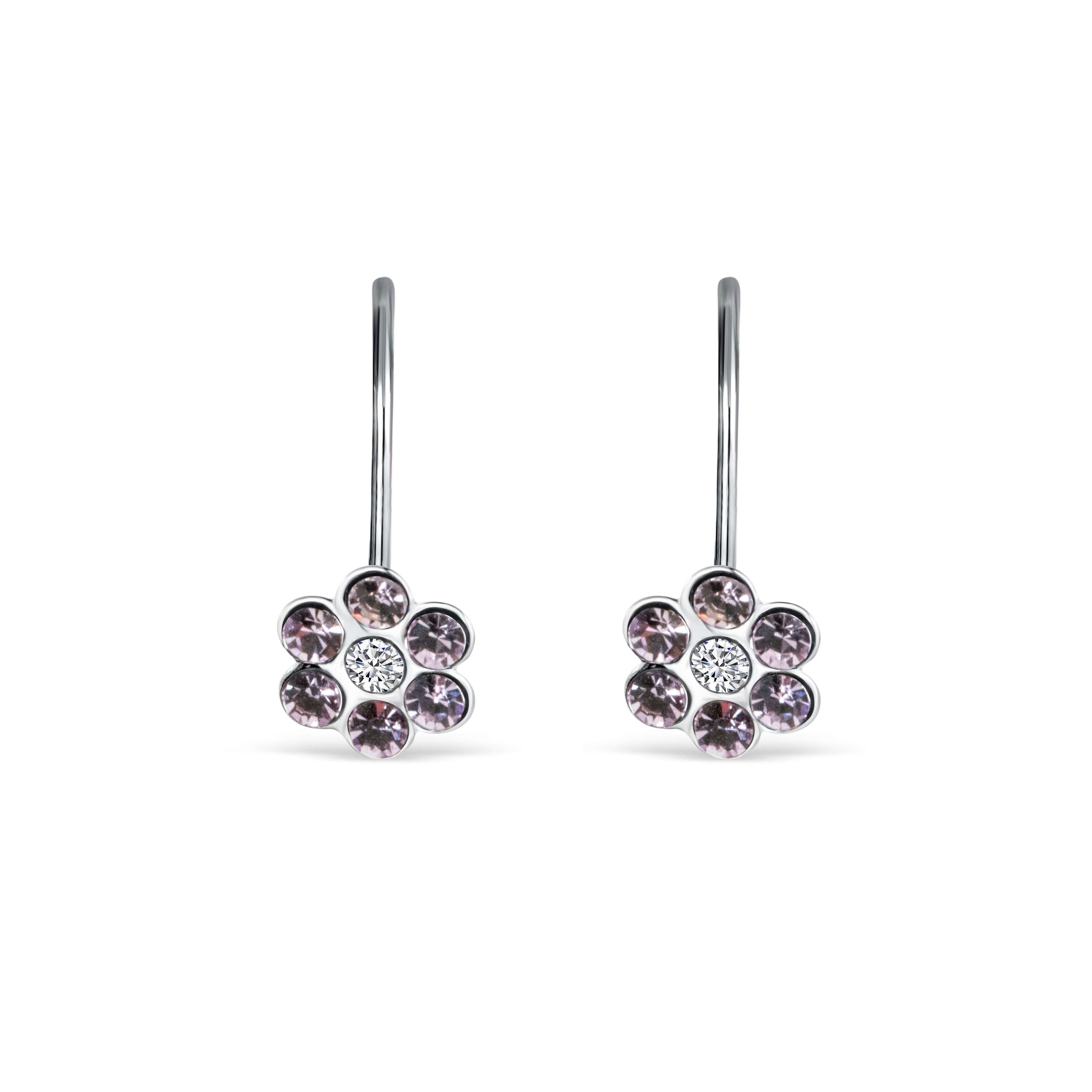 øreringe   Blomster Af Violette Swarovski Sten