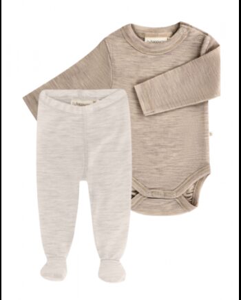 -pak Uldpakke Til Baby  Leggins Med Fod   Body Med Knap   100  Merinould