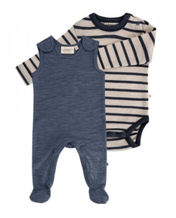 -pak Uldpakke Til Baby  Romper Med Fødder   Body Med Knap   100  Merinould