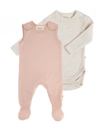 -pak Uldpakke Til Baby  Romper Med Fødder   Body Med Knap   100  Merinould 56 Soft Nature