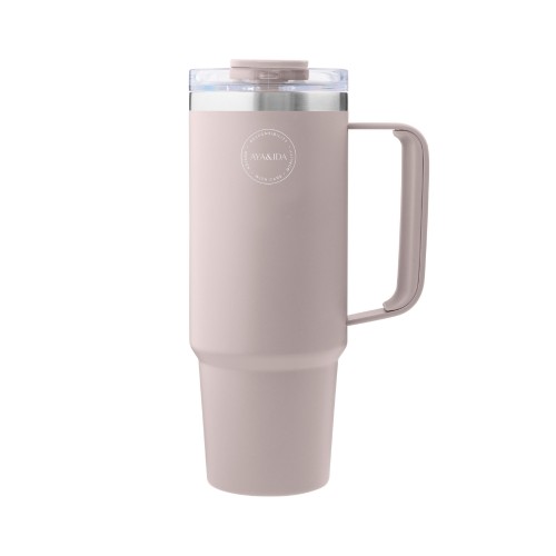 Aya Ida  Thermo Cup With Straw  To-go Cup  885 Ml  Soft Rose
