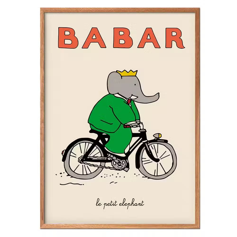 Babar Plakat Babar På Cykel-30   40 Cm