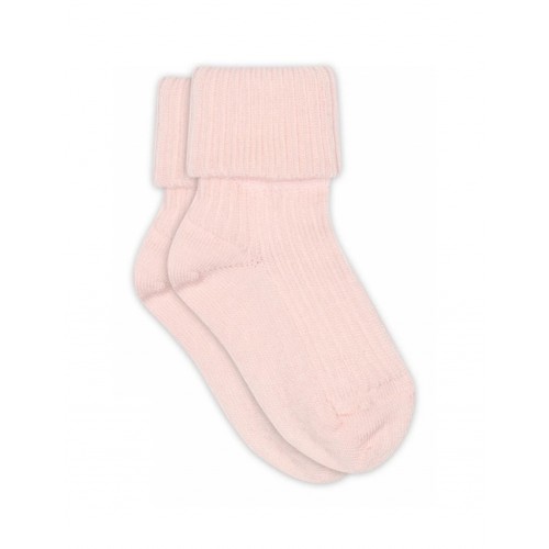 Baby Ankel Strømper   Merino Uld Med Ombuk 15 16 Light Pink