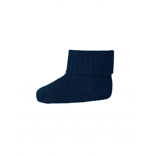 Baby Ankel Strømper   Merino Uld Med Ombuk Navy 15 16