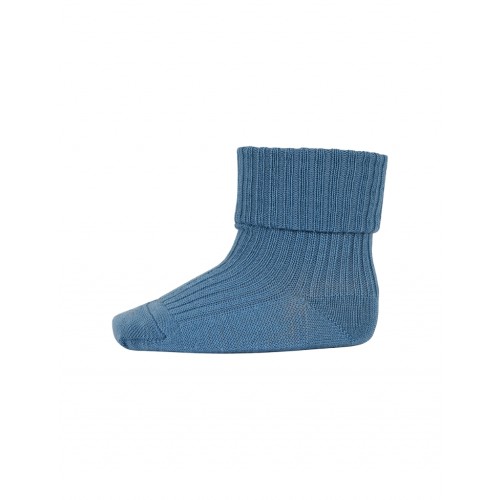 Baby Ankel Strømper   Merino Uld Med Ombuk 17 18 Provincial Blue