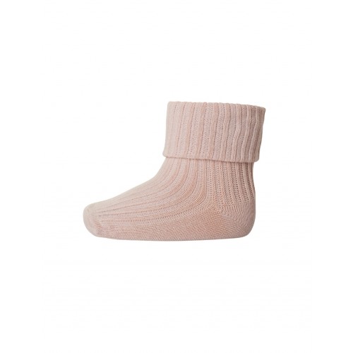 Baby Ankel Strømper   Merino Uld Med Ombuk Rose Dust 15 16