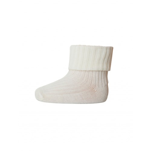 Baby Ankel Strømper   Merino Uld Med Ombuk Snow White 15 16