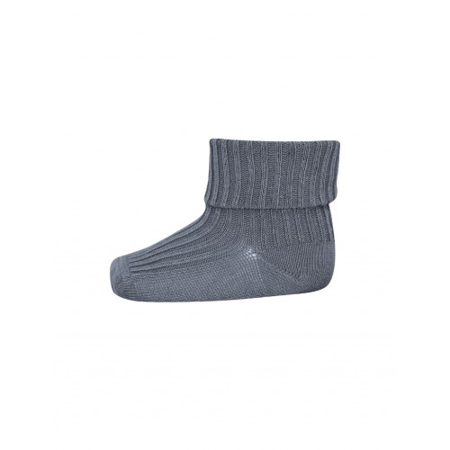 Baby Ankel Strømper   Merino Uld Med Ombuk 15 16 Stone Blue