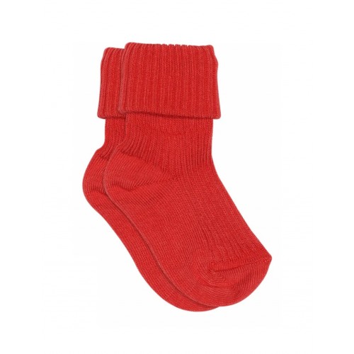 Baby Ankel Strømper   Merino Uld Med Ombuk 19 21 Tomato