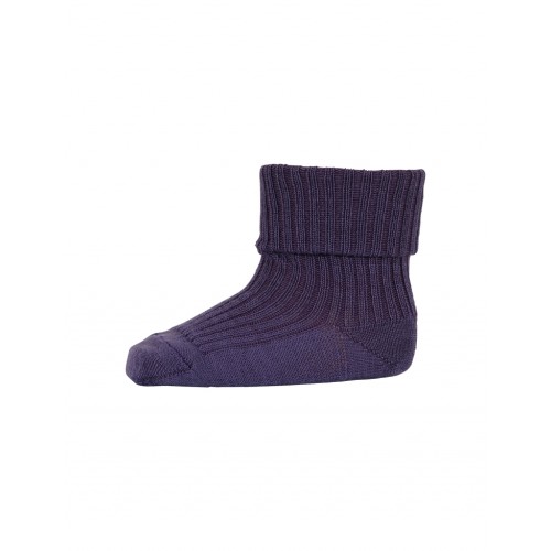 Baby Ankel Strømper   Merino Uld Med Ombuk 15 16 Vintage Grape
