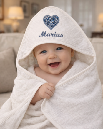 Baby Håndklæde Med Navn  Liberty Blå