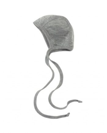 Baby Hjelm Med Bindebånd   En Kombination Af Uld Og Silke 50 56 Light Grey Melange