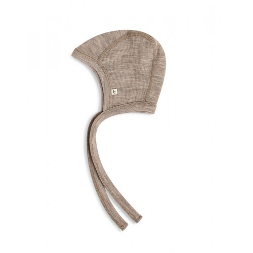 Baby Hjelm Med Snor   100  økologisk Merino Uld  Tyk Kvalitet   Lag Stof 62 68 Beige Melange