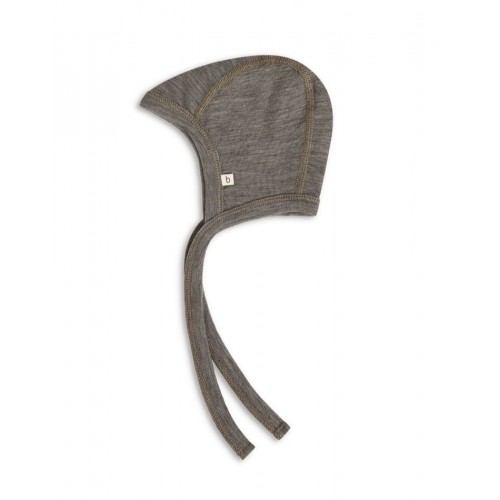 Baby Hjelm Med Snor   100  økologisk Merino Uld  Tyk Kvalitet   Lag Stof 50 56 Light Brown Melange