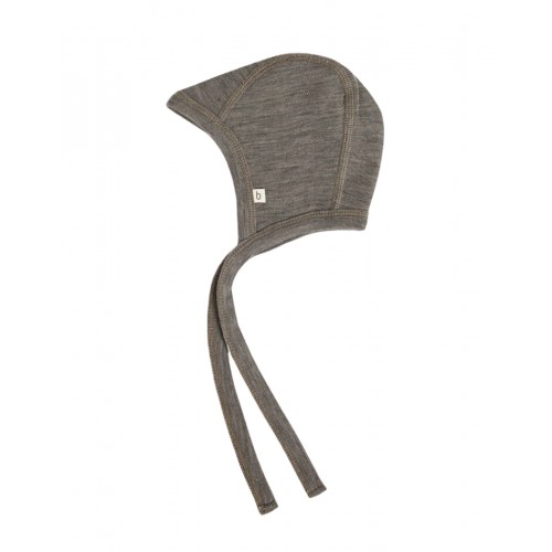 Baby Hjelm Med Snor   100  økologisk Merino Uld  Tynd Kvalitet   Lag Stof 50 56 Light Brown Melange