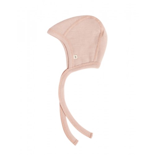 Baby Hjelm Med Snor   100  økologisk Merino Uld  Tynd Kvalitet   Lag Stof 62 68 Rose Melange