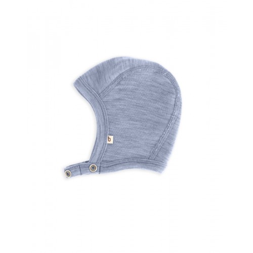 Baby Hjelm Med Trykknapper   100  økologisk Merino Uld  Tynd Kvalitet   Lag Stof 50 56 Light Blue Melange