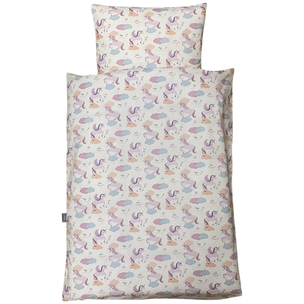 Baby Sengelinned  Dess  1329  Hvide Unicorns    Farver