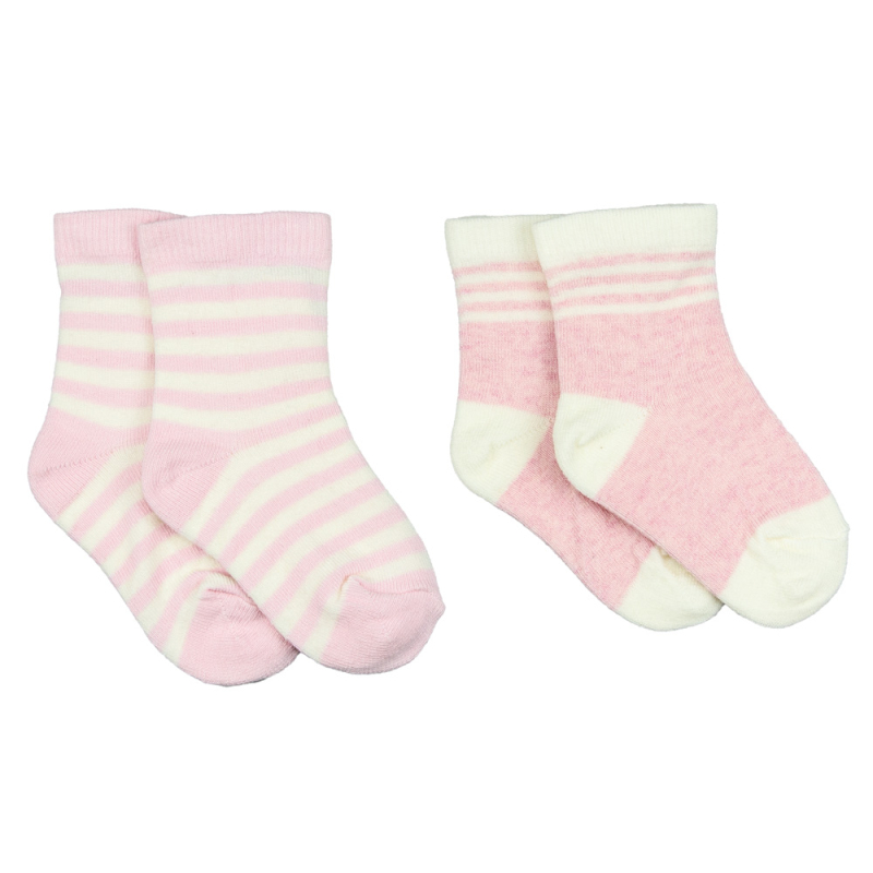 Baby Uldsokker  -pak Stribet   Rosa Og Hvid