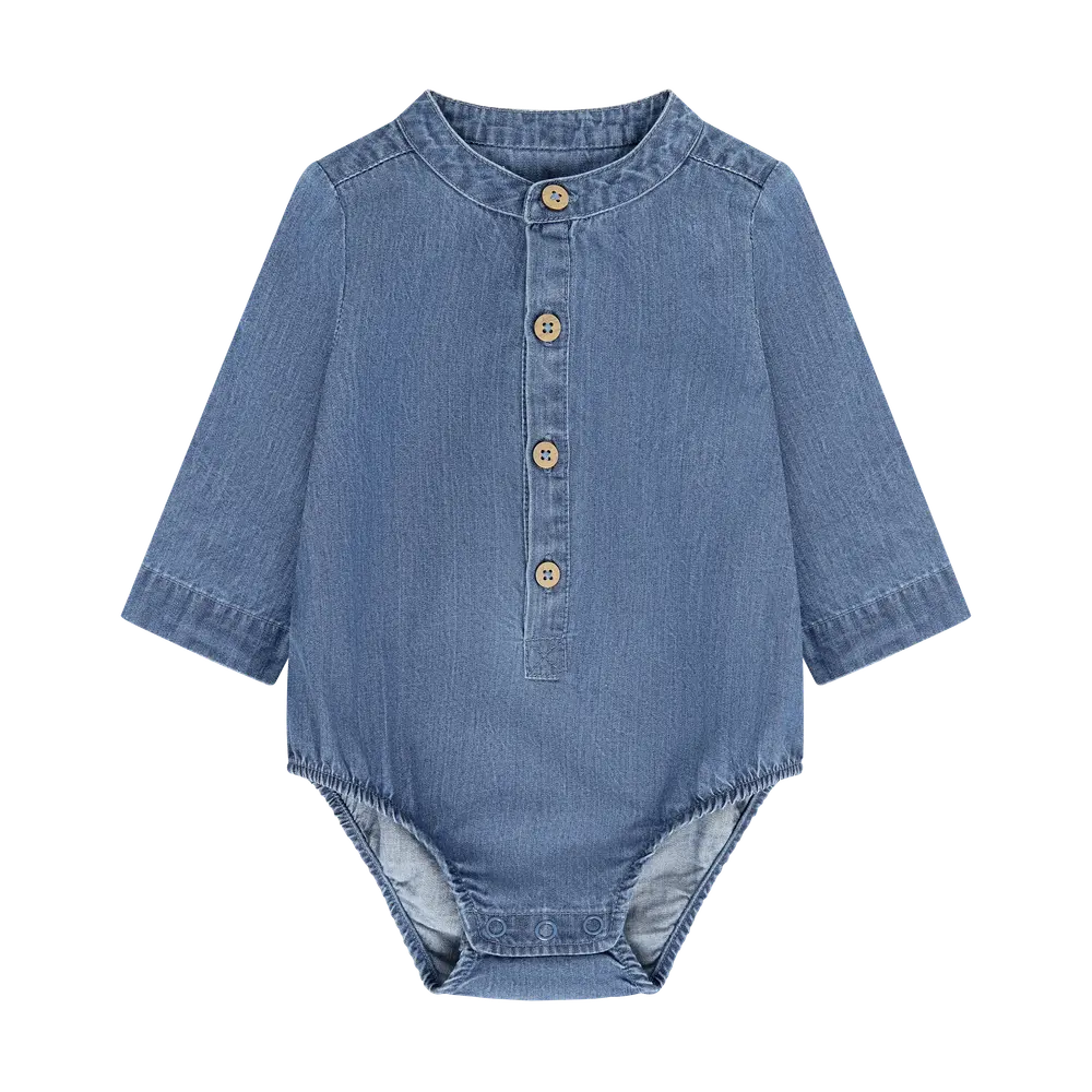 Bekids Langærmet Body Medium Blue Denim 80