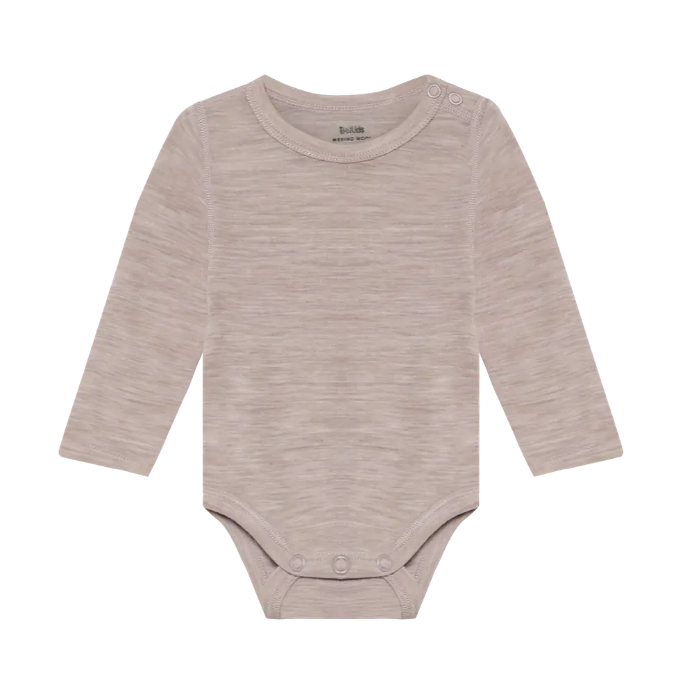 Bekids Uld Body Langærmet Mocha Meringue Melange 90