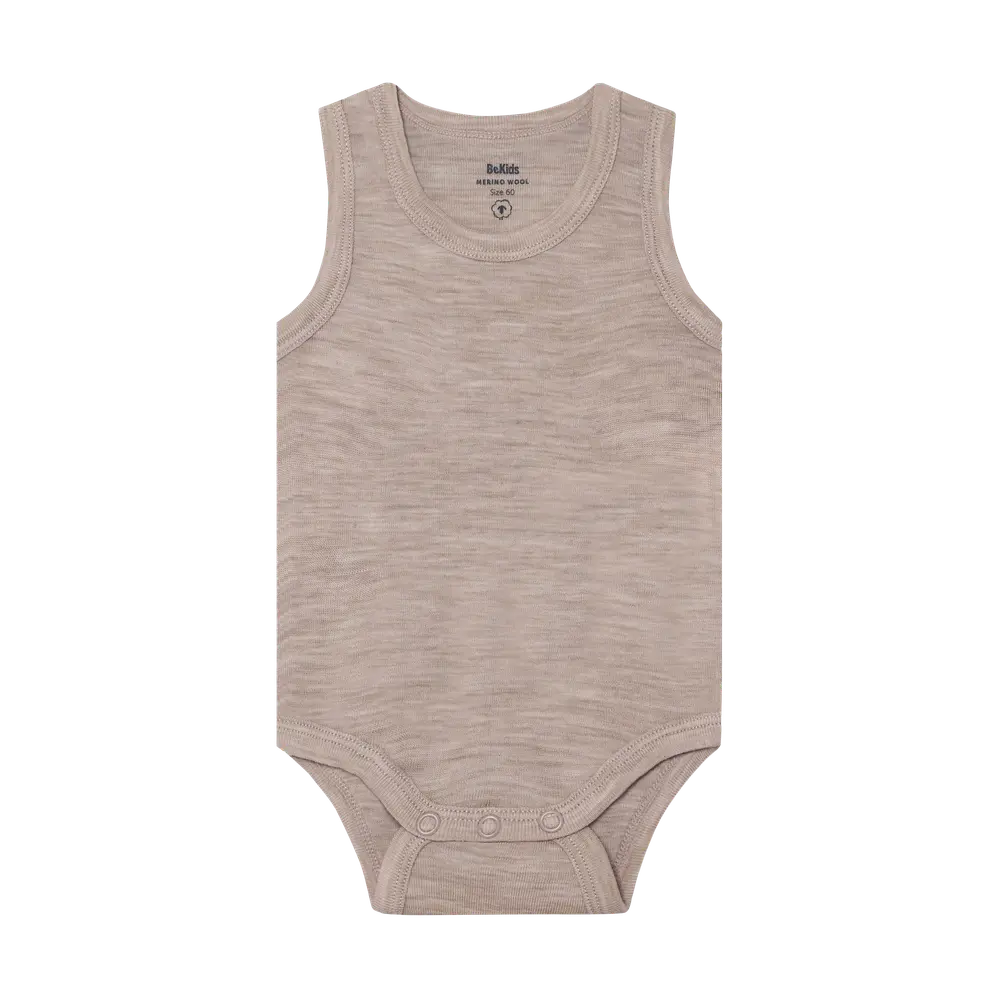 Bekids Uld Body Uden ærmer Mocha Meringue Melange 90