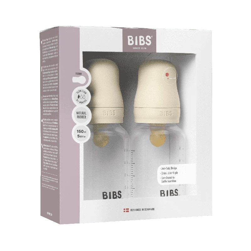 Bibs Baby Flaske Rund Latex   Pack 150 Ml Slow Flow Ivory