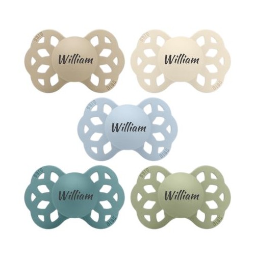 Bibs Infinity  Str      -  Mdr  Anatomisk Silikone  Sutter Med Navn    -pak
