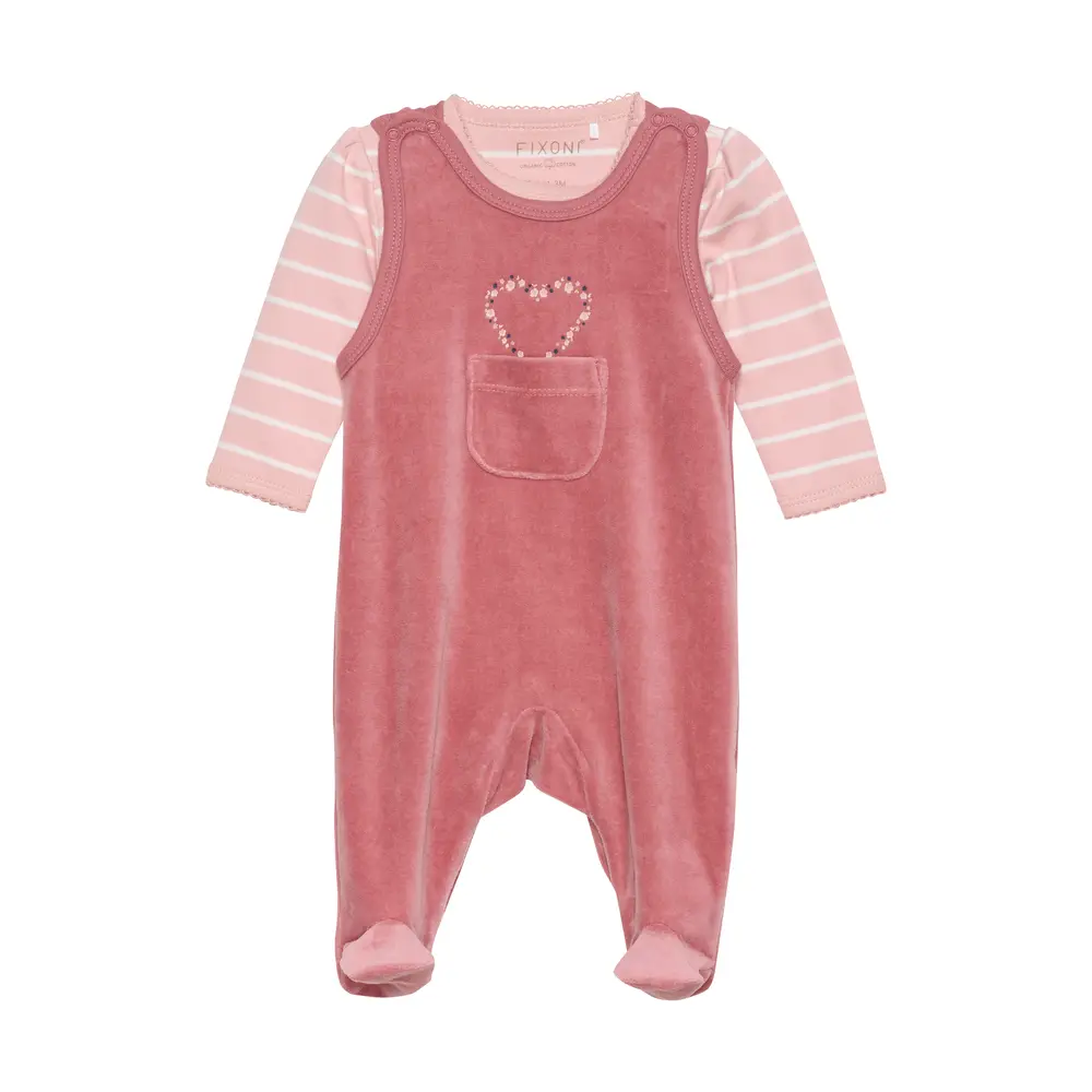 Body Langærmet   Velour Romper Withered Rose 56