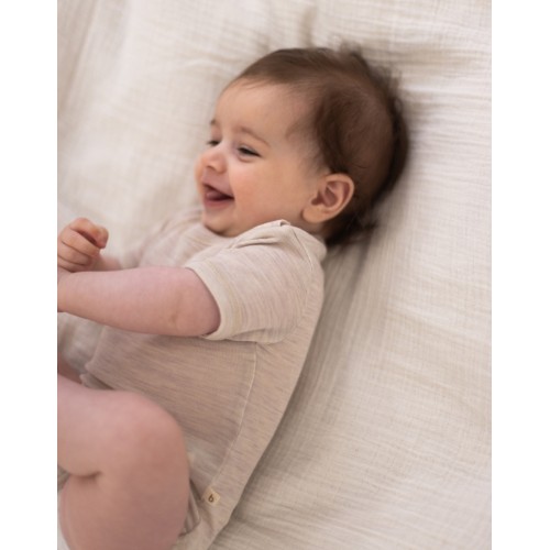 Body Med Kort ærme Og Knaplukning Over Den Ene Skulder Til Baby    100  økologisk Merino Uld Nature Melange 80