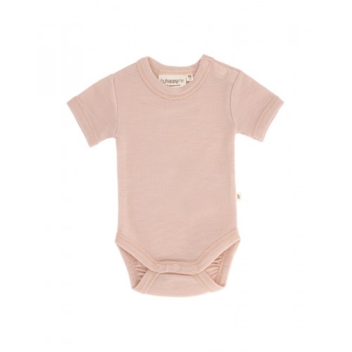 Body Med Kort ærme Og Knaplukning Over Den Ene Skulder Til Baby    100  økologisk Merino Uld Rose Melange 62