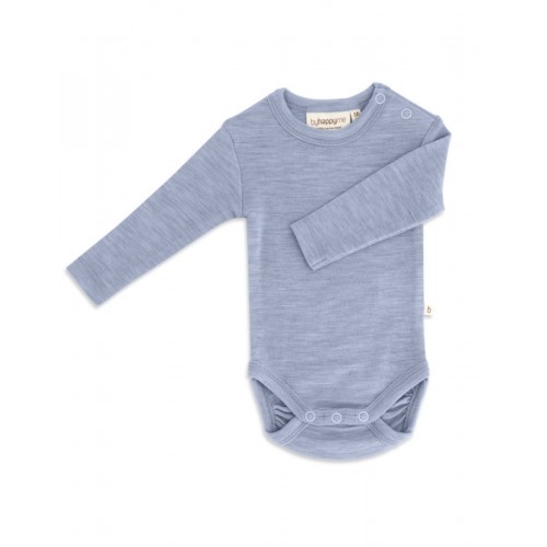 Body Med Lang ærme Og Rund Hals   100  økologisk Merino Uld Til Baby 56 Light Blue Melange