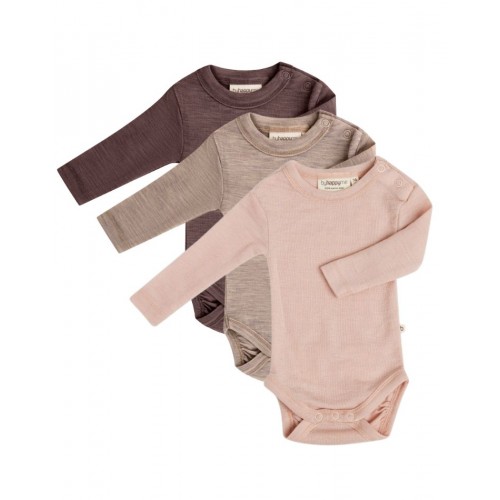 Body Med Lang ærme Og Rund Hals   100  økologisk Merino Uld Til Baby   -pak 56 Forest Berry