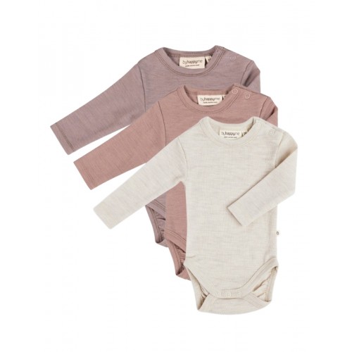 Body Med Lang ærme Og Rund Hals   100  økologisk Merino Uld Til Baby   -pak 56 Soft Rose Lavender Nature Melange