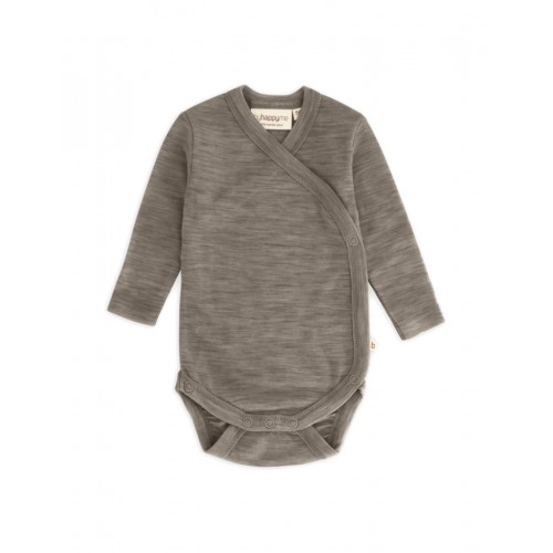 Body Med Lang ærme Og Slå Om Lukning Til Baby   100  økologisk Merino Uld Light Brown Melange 56