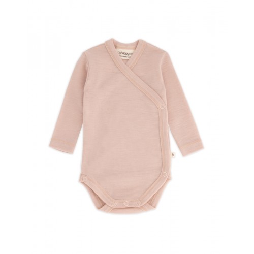 Body Med Lang ærme Og Slå Om Lukning Til Baby   100  økologisk Merino Uld Rose Melange 62